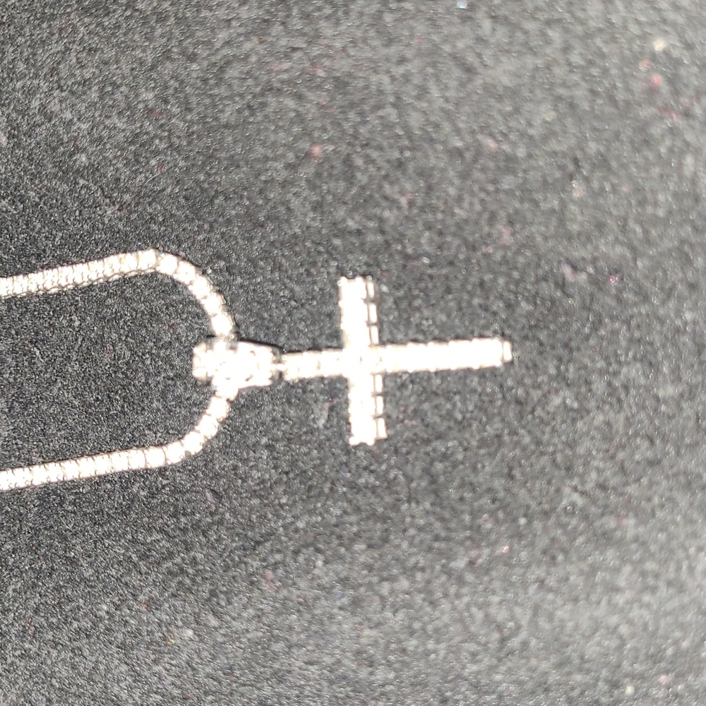 14k both diamond tennis chain plus princess cut Manhattan cross. 2pcs